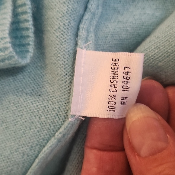 Talbots Women’s Sweater Twin Set Cashmere Cardigan Sz Large Aqua 2 Piece - Picture 4 of 10